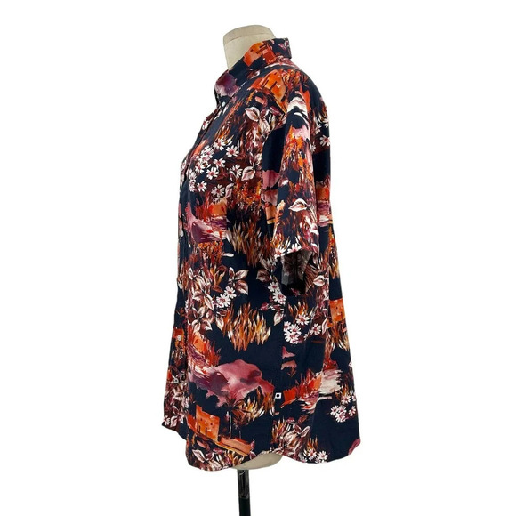 No Nationality Tyrion Short Sleeve Button Down Navy Print 605 Men's Size XL - Picture 4 of 11